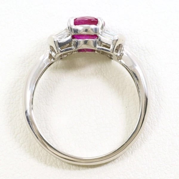 PLATINUM 900 RING RUBY DIAMOND - 3