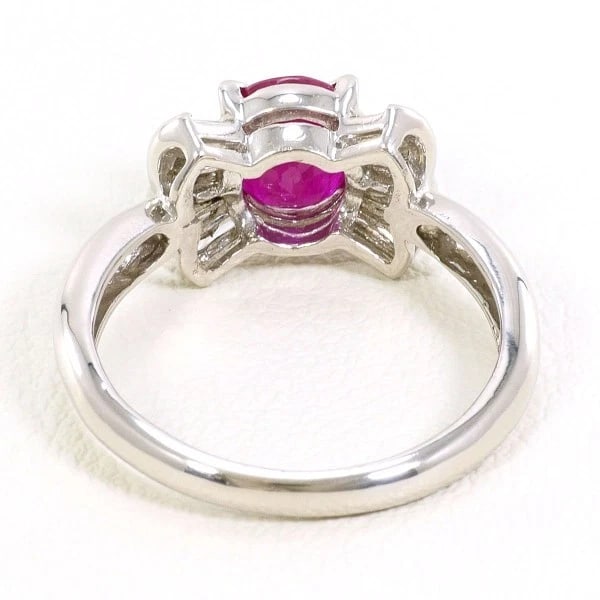 PLATINUM 900 RING RUBY DIAMOND - 4