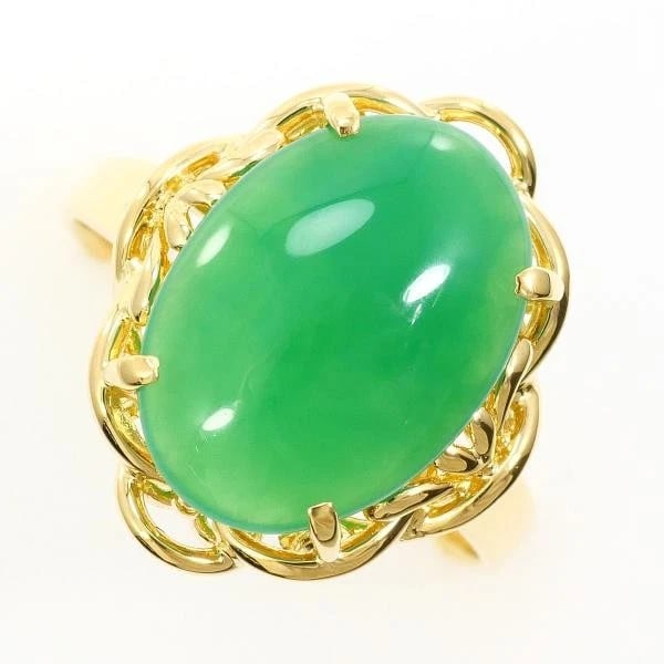 18K YELLOW GOLD RING CHRYSOPRASE: 18K Yellow gold ring Chrysoprase Brand: N/A Type: Ring Material: K18 Yellow gold Color: Yellow gold Size: 8-8.5 US Accessories: None Accessories Notice: When purchasing pre-owned goods, pl
