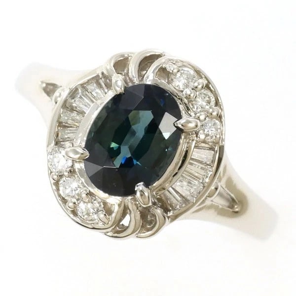 PLATINUM 900 RING SAPPHIRE DIAMOND (1 of 3)