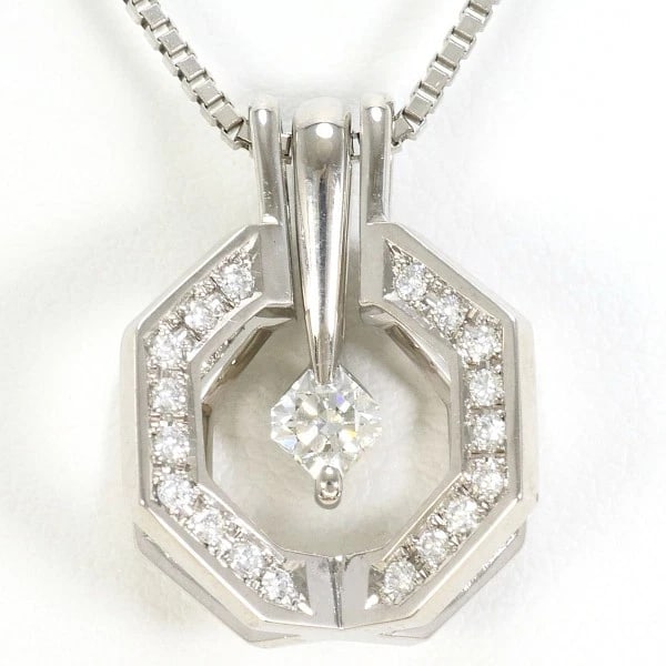 18K WHITE GOLD NECKLACE DIAMOND: 18K White gold Necklace Diamond Brand: N/A Type: Necklace Material: 18K White Gold Main Stone/Creation Natural Color: White Gold Size: Top:Length height: 19mm width:14mm(Top and chain removable) C