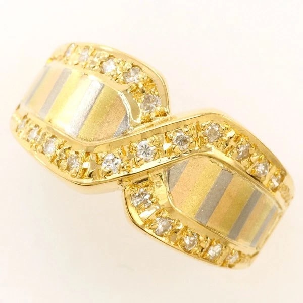 18K YELLOW GOLD WHITE PINK RING DIAMOND: 18K Yellow gold White Pink ring Diamond Brand: N/A Type: Ring Material: K18 Yellow gold White gold Pink gold Main Stone/Creation Natural Color: Yellow gold White Pink Size: 6.5 US size 