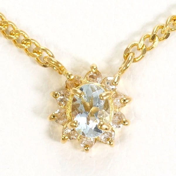 18K YELLOW GOLD NECKLACE AQUAMARINE DIAMOND: 18K Yellow gold Necklace Aquamarine Diamond Brand: N/A Type: Necklace Material: K18 Yellow gold Color: Yellow gold Size: Top:Length height: 5mm width:5mm(Top and chain can not be removed)