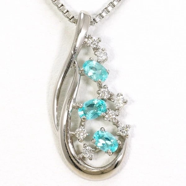 PLATINUM 900 850 NECKLACE PARAIBA TOURMALINE DIAMOND: Platinum 900 850 Necklace paraiba Tourmaline Diamond Brand: N/A Type: Necklace Material: Top:Platinum PT900 Chain:Platinum PT850 Color: Platinum Size: Top:Length height: 20mm width:9mm(Top and
