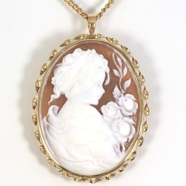 18K YELLOW GOLD NECKLACE BROOCH (1 of 4)