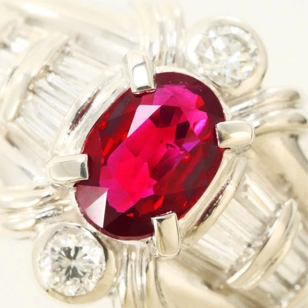 PLATINUM 900 RING RUBY DIAMOND - 2