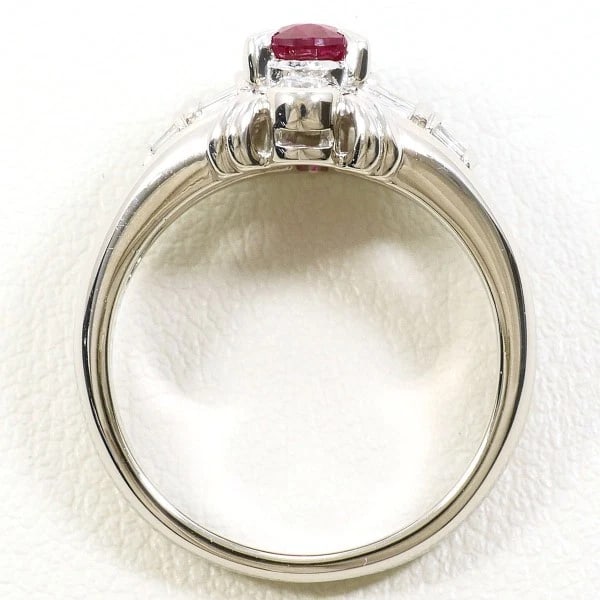 PLATINUM 900 RING RUBY DIAMOND - 3