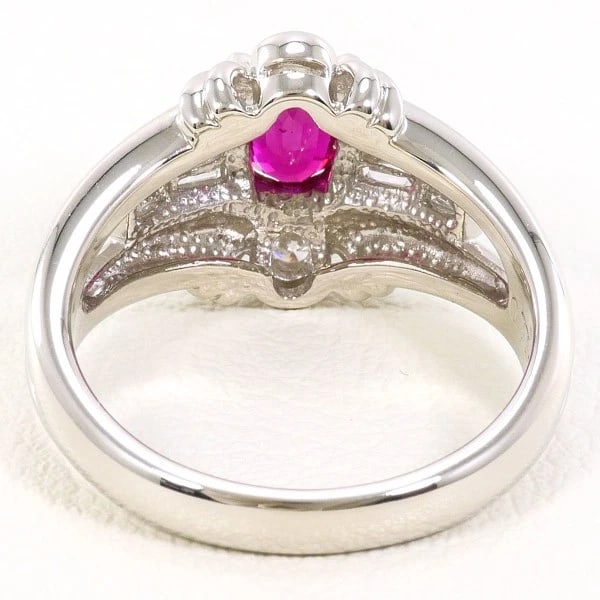 PLATINUM 900 RING RUBY DIAMOND - 4