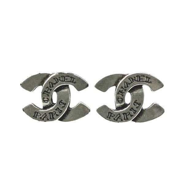 CHANEL SILVER 99A COCO MARK PARIS ALPHABET EARRINGS: CHANEL Silver 99A Coco Mark PARIS Alphabet Earrings Brand: Chanel Type: Other Brand Item Material: plating Color: Silver Size: H: about 1.2cm x W: about 1.6cm Accessories: None Accessories