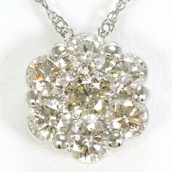 PLATINUM 900 850 NECKLACE BROWNDIAMOND: Platinum 900 850 Necklace BrownDiamond Brand: N/A Type: Necklace Material: Top:Platinum PT900 Chain:Platinum PT850 Main Stone/Creation Natural Color: Platinum Size: Top:Length height: 10mm