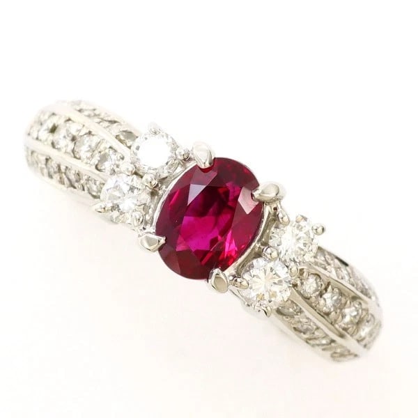 PLATINUM 900 RING PIGEON BLOOD RUBY DIAMOND: Platinum 900 ring Pigeon Blood Ruby Diamond Brand: N/A Type: Ring Material: Platinum PT900 Color: Platinum Size: 7 US size Accessories: None Accessories Notice: When purchasing pre-owned