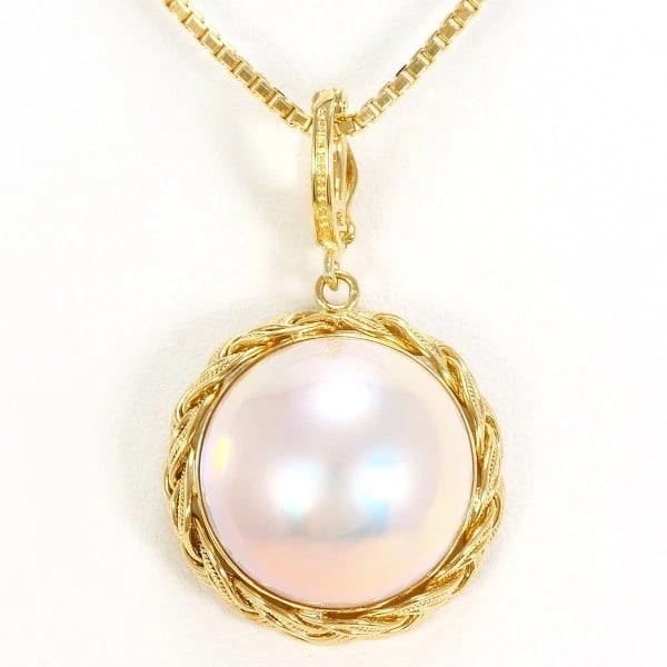 18K YELLOW GOLD NECKLACE HALF SHAPEPEARL: 18K Yellow gold Necklace half shapePearl Brand: N/A Type: Necklace Material: 18K Yellow Gold Color: Yellow Gold Size: Top:Length height: 31mm width:19mm(Top and chain removable) Chain:Length