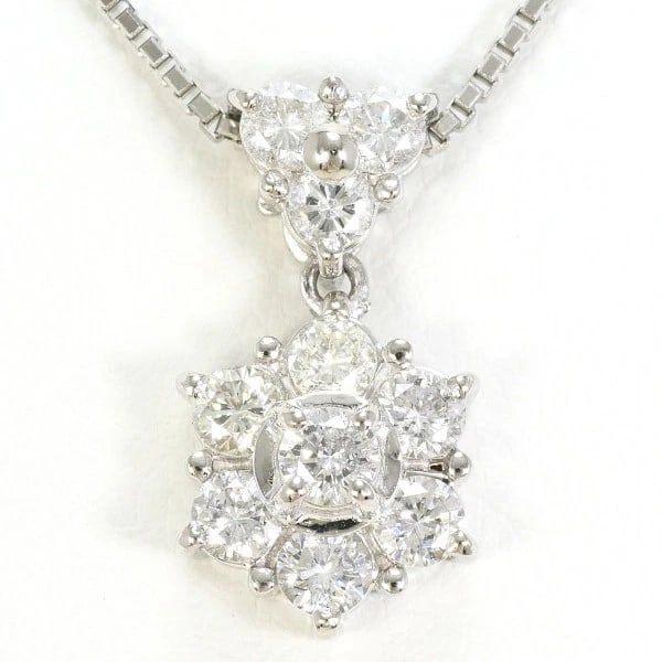 PLATINUM 900 850 NECKLACE DIAMOND: Platinum 900 850 Necklace Diamond Brand: N/A Type: Necklace Material: Top:Platinum PT900 Chain:Platinum PT850 Main Stone/Creation Natural Color: Platinum Size: Top:Length height: 18mm width:10mm(T