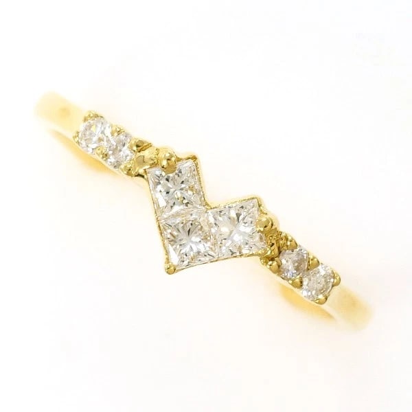 18K YELLOW GOLD RING DIAMOND: 18K Yellow gold ring Diamond Brand: N/A Type: Ring Material: 18K Yellow Gold Main Stone/Creation Natural Color: Yellow Gold Size: 6 US size Accessories: None Accessories Notice: When purch