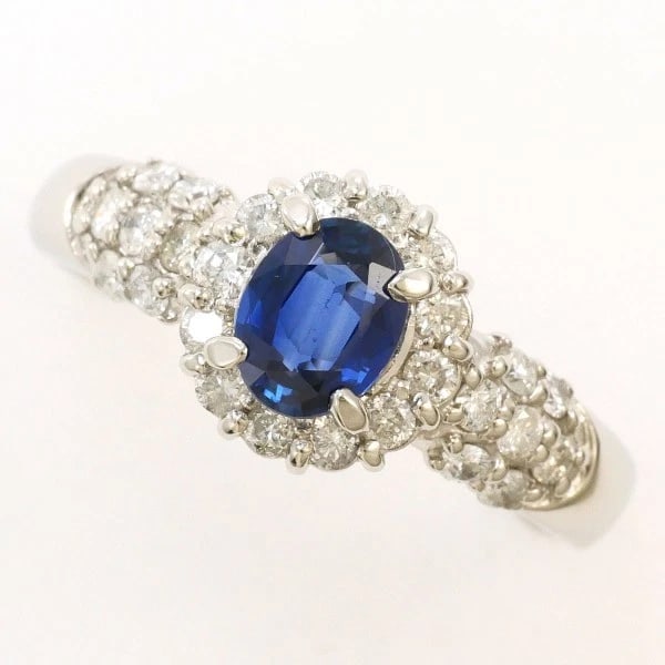 PLATINUM 900 RING SAPPHIRE DIAMOND (1 of 3)