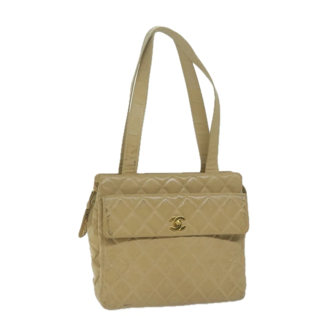 CHANEL SHOULDER BAG PATENT LEATHER BEIGE: CHANEL Shoulder Bag Patent leather Beige Brand: CHANEL Type: Shoulder Bag Material: Patent Leather Color: Beige Size: W11.4 x H10.2 x D3.5inch(Approx) Shoulder Drop:11.8inch(Approx) Accessories: