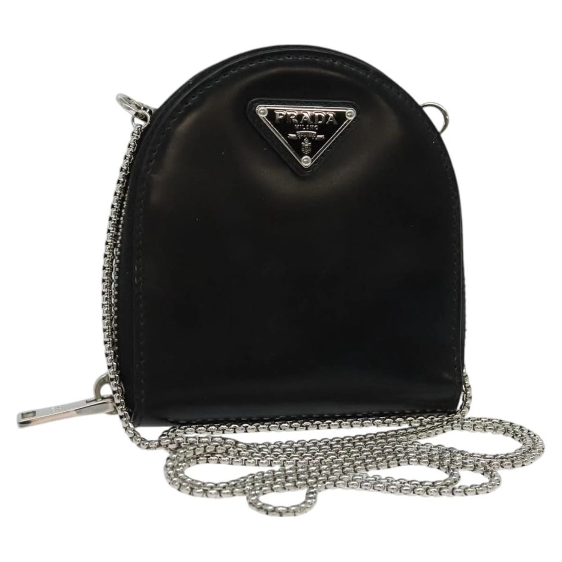 PRADA CHAIN SHOULDER BAG LEATHER BLACK (1 of 8)