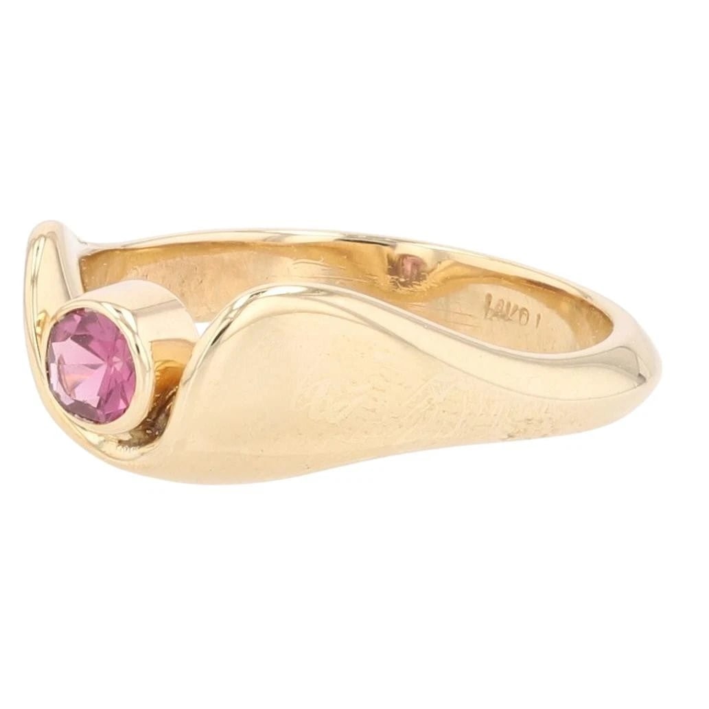 ROUND CUT RHODOLITE GARNET BEZEL SET STATEMENT RING - 3