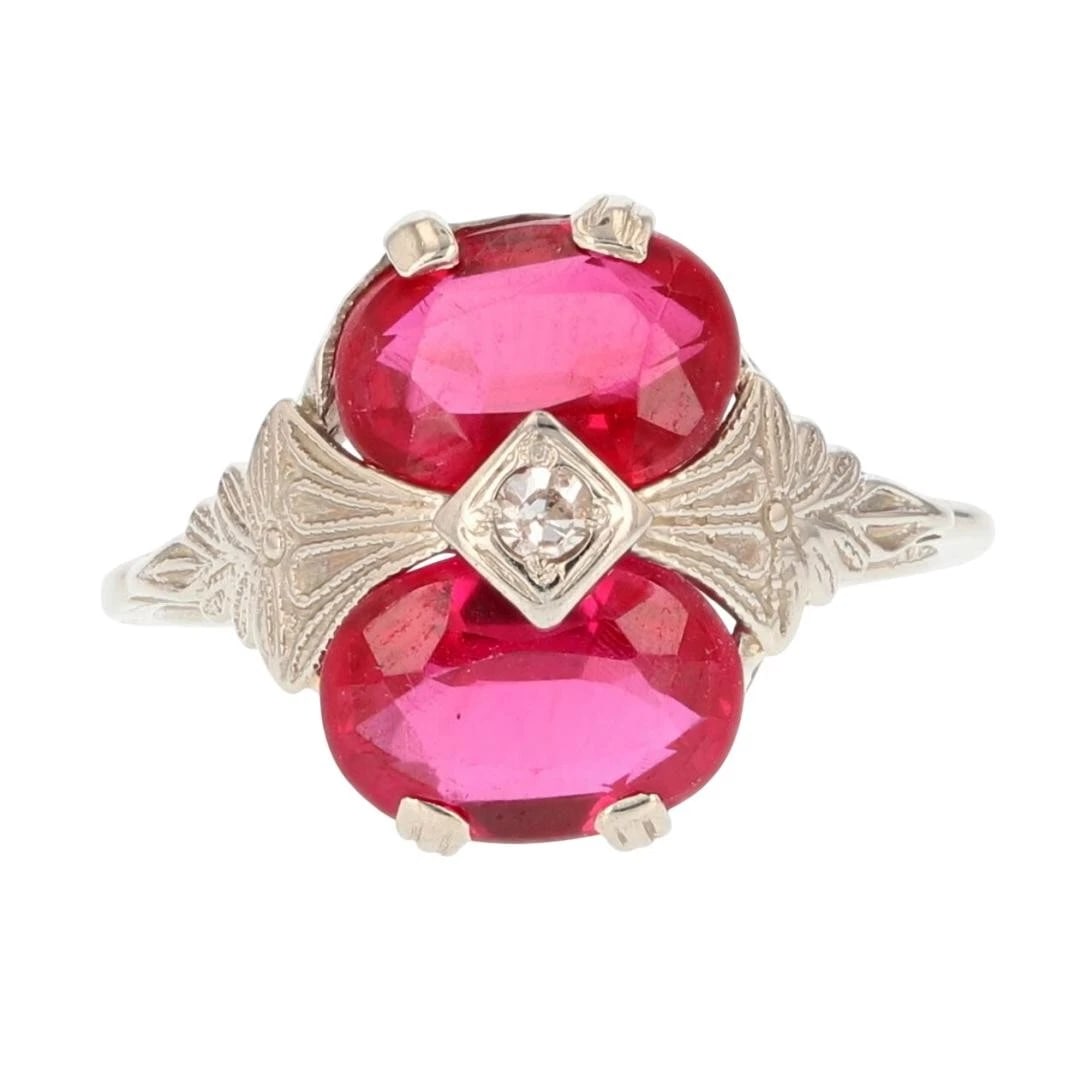LAB-CREATED RUBY & DIAMOND TWO-STONE RING (1 of 2)
