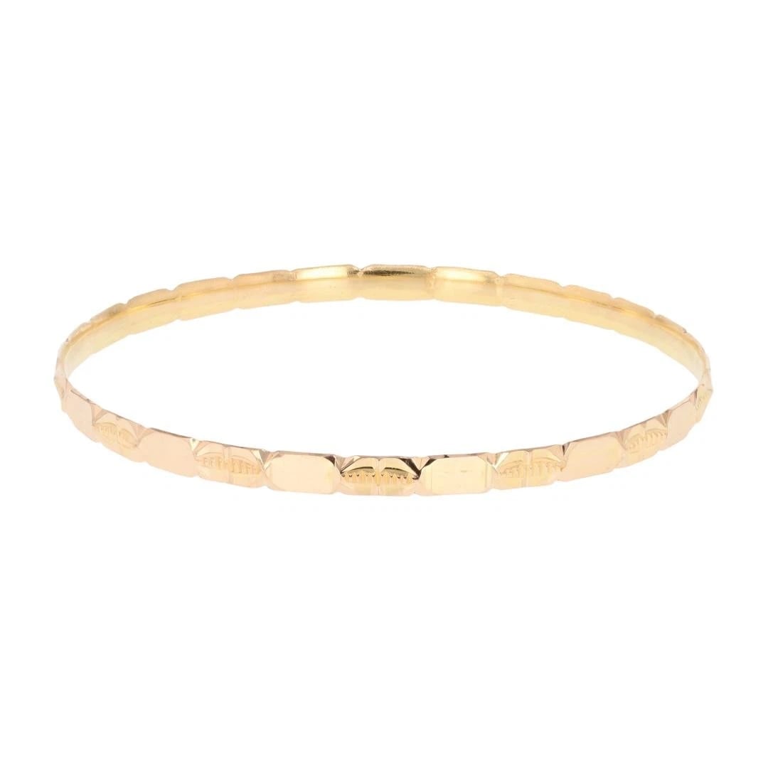 DIAMOND-CUT PATTERN BANGLE BRACELET 21K YELLOW GOLD (1 of 5)