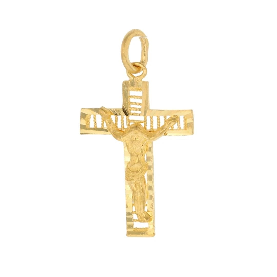 RELIGIOUS CRUCIFIX CROSS PENDANT 24K YELLOW GOLD: Religious Crucifix Cross Pendant 24k Yellow Gold Brand: Unbranded Type: Pendant Material: 24k Yellow Gold Color: None Size: Necklace Measurement: 1" x 5/8" Accessories: None Accessories