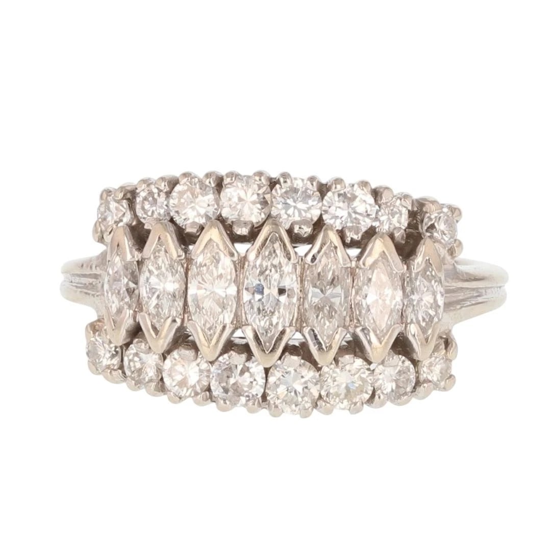MARQUISE AND ROUND DIAMOND CLUSTER STATEMENT RING (1 of 2)