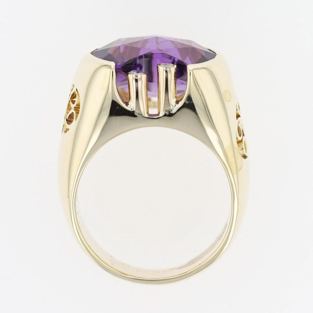 FANCY CUT AMETHYST WITH DIAMOND ACCENTS STATEMENT RING - 2