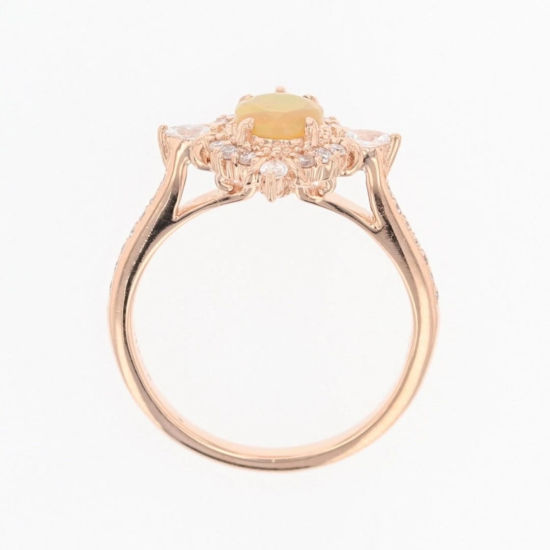 MICHELLIA OPAL SOLITAIRE W/ DIAMOND STARBURST RING - 2