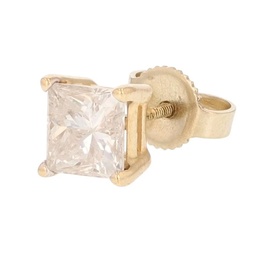 PRINCESS DIAMOND SOLITAIRE PRONG-SET STUD SINGLE EARRING - 3