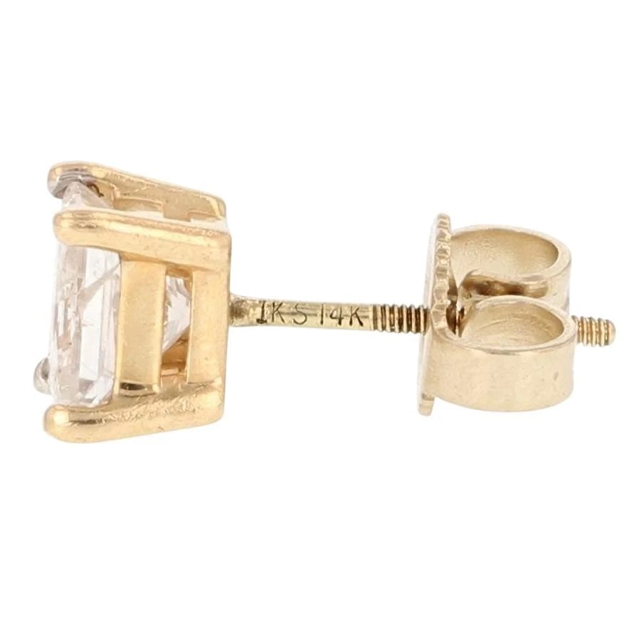 PRINCESS DIAMOND SOLITAIRE PRONG-SET STUD SINGLE EARRING - 4