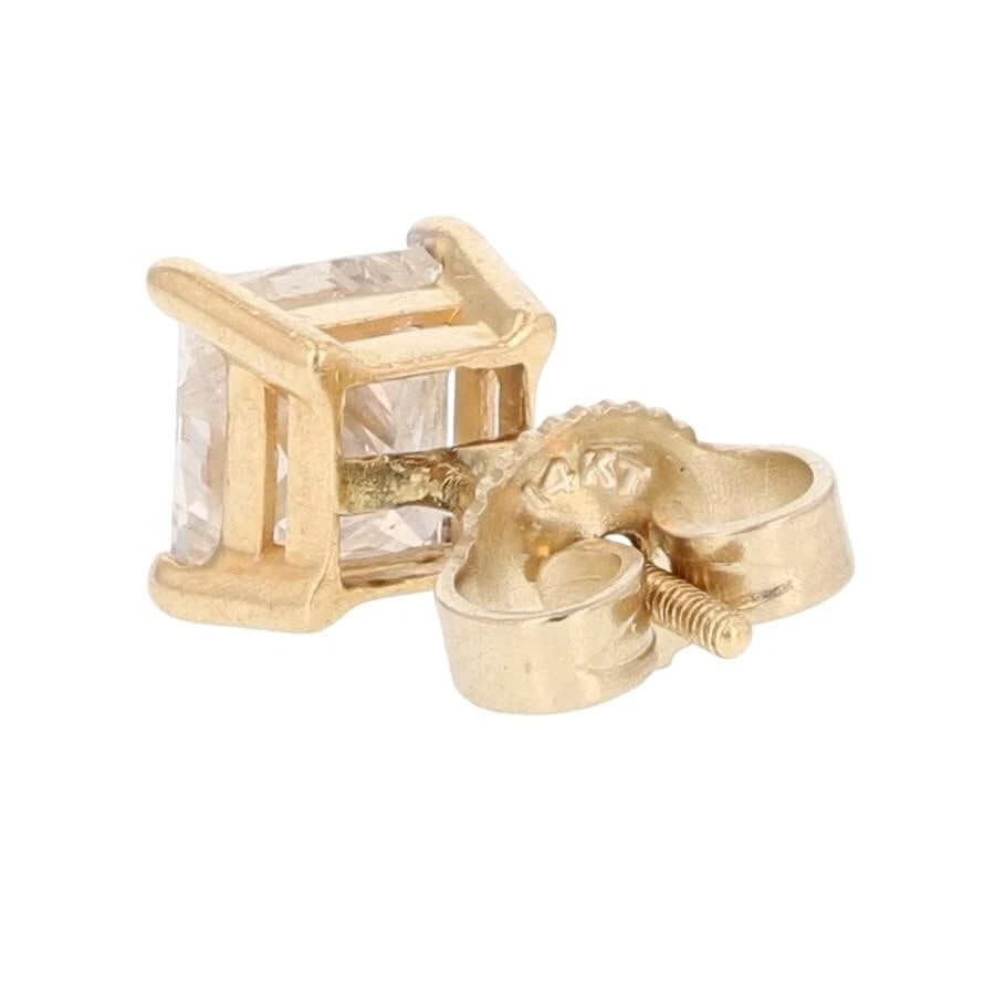 PRINCESS DIAMOND SOLITAIRE PRONG-SET STUD SINGLE EARRING - 5