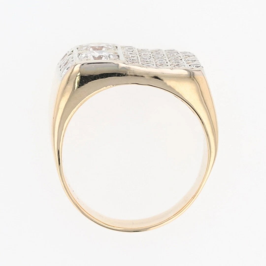 ROUND CUT DIAMOND SIGNET STATEMENT RING - 2