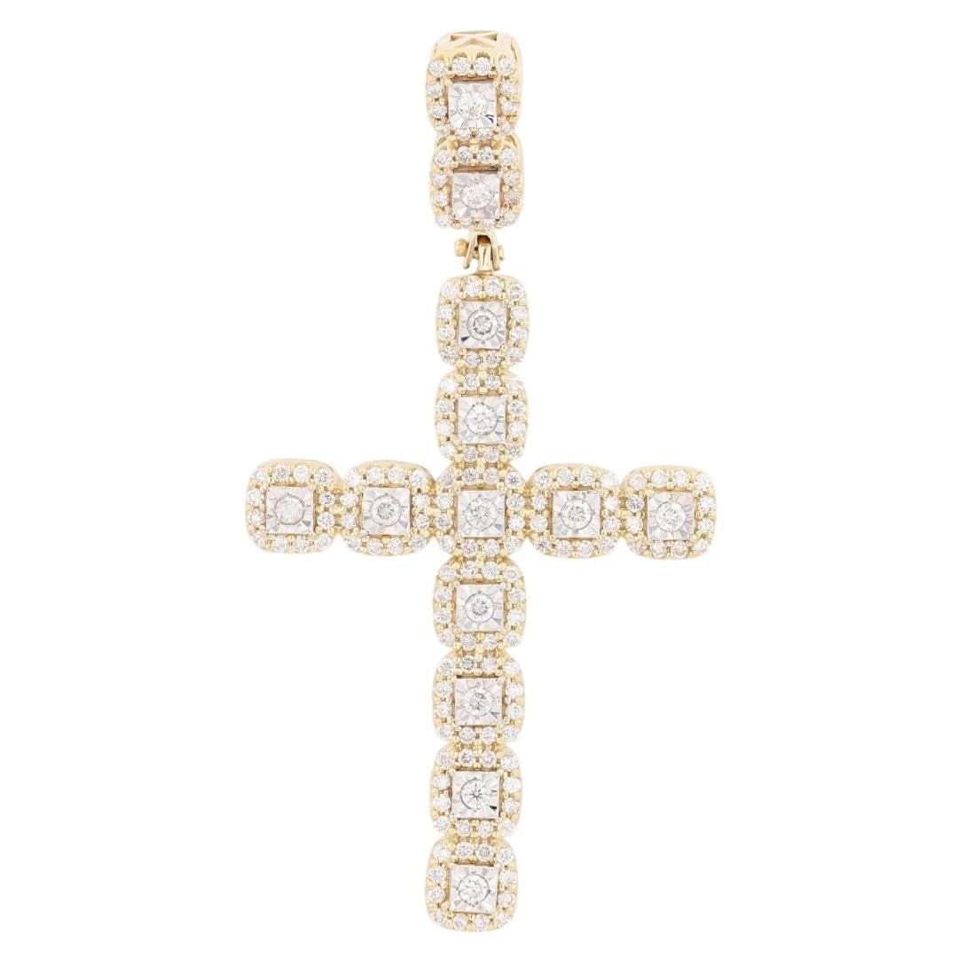 DIAMOND RELIGIOUS CROSS PENDANT 14K MULTI-TONE GOLD: Diamond Religious Cross Pendant 14k Multi-Tone Gold Brand: Unbranded Type: Pendant Material: 14k Multi-Tone Gold Main Stone/Creation Natural Color: None Size: Pendant Measurement: 2 3/4"