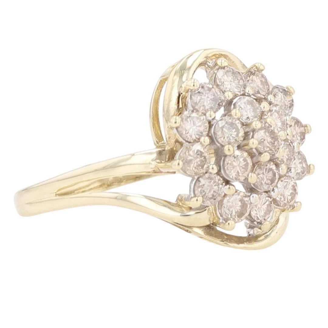 ROUND CUT DIAMOND CLUSTER BYPASS STATEMENT RING - 2