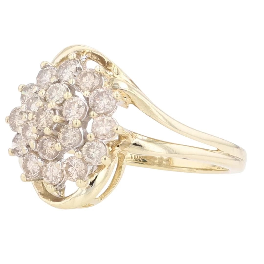 ROUND CUT DIAMOND CLUSTER BYPASS STATEMENT RING - 3