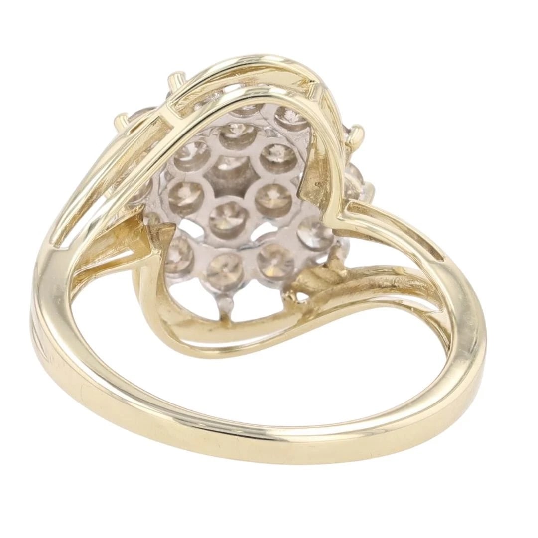 ROUND CUT DIAMOND CLUSTER BYPASS STATEMENT RING - 5