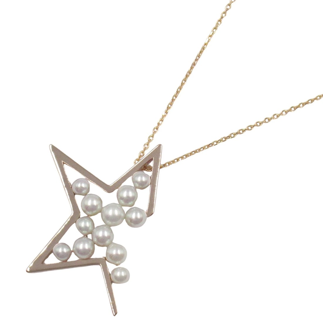 TASAKI ABSTRACT STAR PEARL NECKLACE 18KPG: TASAKI Abstract Star Pearl Necklace 18KPG Brand: TASAKI Type: Necklace Material: K18PG?Rose Gold? Color: White Size: Neck rotation?44.5?49.5cm(17.5") Motif W?20mm x H?30mm(0.8" x 1.2") 