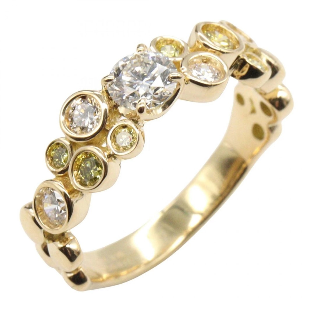 JEWELRY TREAT DIAMOND RING 18KYG: JEWELRY Treat diamond Ring 18KYG Brand: JEWELRY Type: Ring Material: K18 (Yellow Gold) Main Stone/Creation Natural Color: Gold Size: 5.75 US Accessories: None Accessories Notice: When