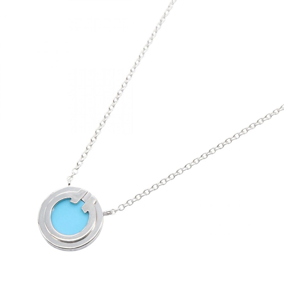TIFFANY?CO TWO CIRCLE TURQUOISE NECKLACE 18KWG: TIFFANY?CO Two Circle Turquoise Necklace 18KWG Brand: TIFFANY?CO Type: Necklace Material: K18WG Color: Silver Size: Neck rotation?40/45cm(15.7") Motif W?10mm x H?10mm(0.4" x 0.4") Accessories: No