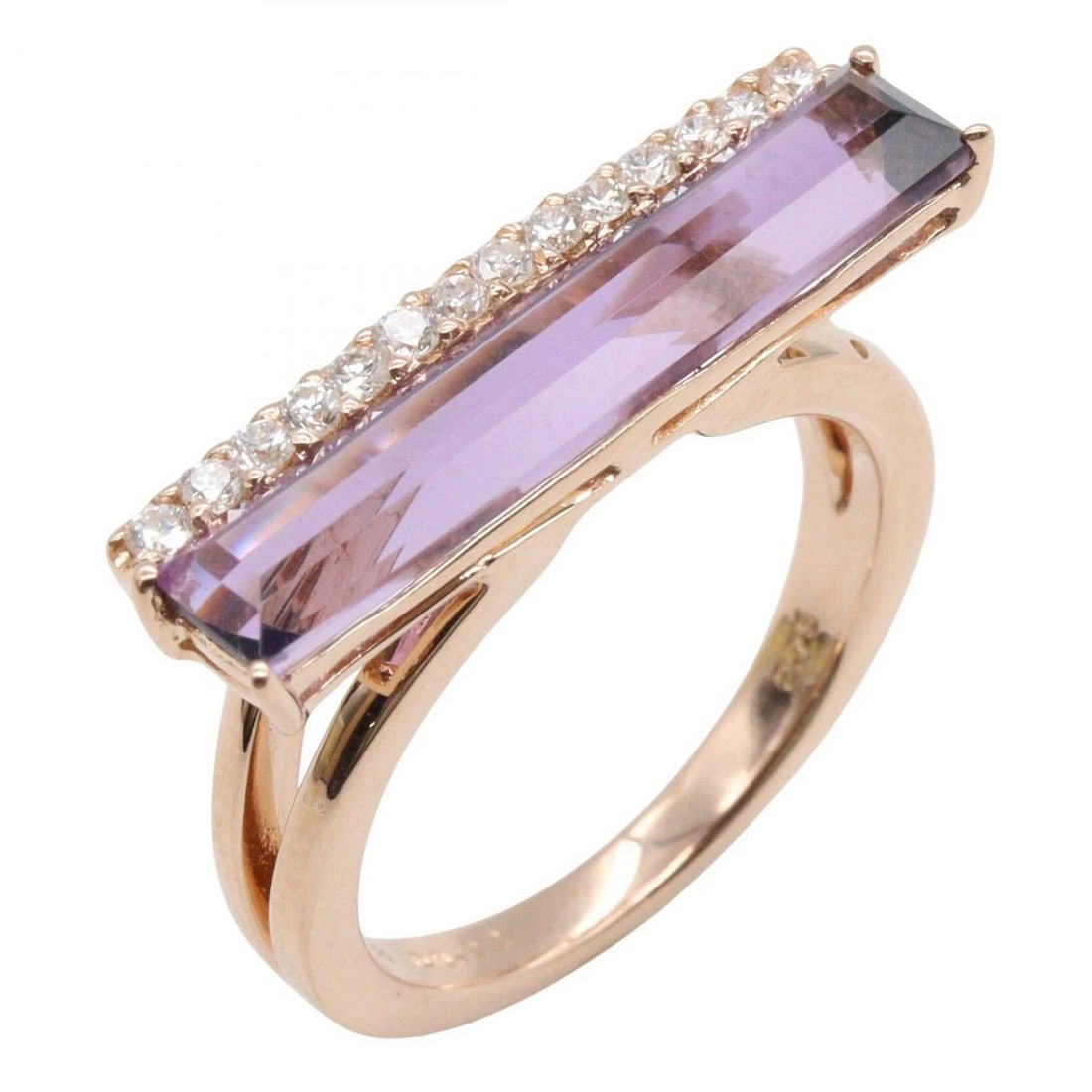 JEWELRY AMETHYST DIAMOND RING 18KPG (1 of 2)