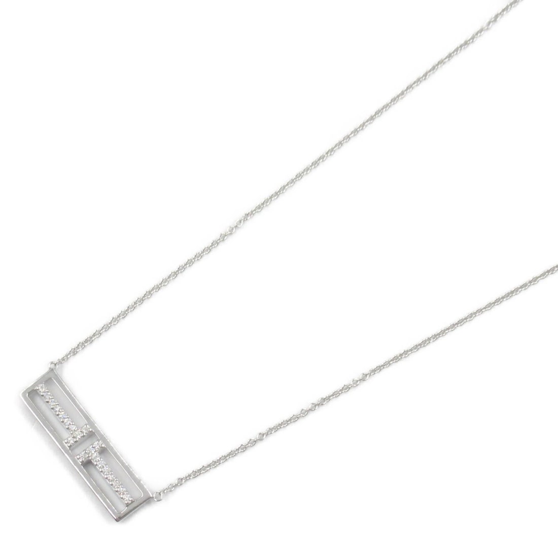TIFFANY?CO T TWO HORIZONTAL BAR NECKLACE 18KWG: TIFFANY?CO T TWO Horizontal Bar Necklace 18KWG Brand: TIFFANY?CO Type: Necklace Material: K18WG Main Stone/Creation Natural Color: Clear Size: Neck rotation?39.5/45cm(15.6") Motif W?23.6mm x