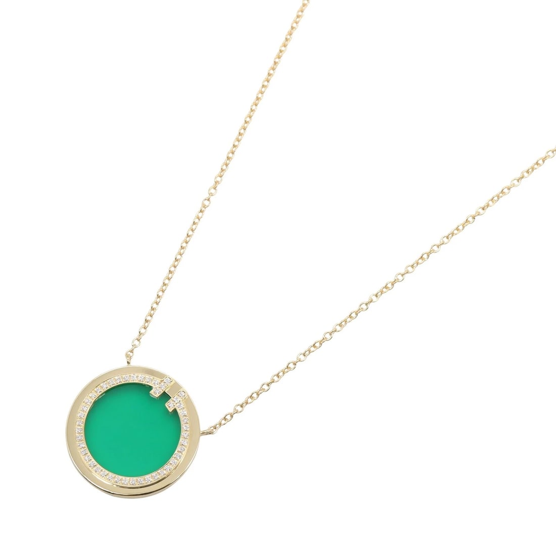TIFFANY?CO T CIRCLE NECKLACE 18KYG GREEN DIAMOND: TIFFANY?CO T Circle Necklace 18KYG Green Diamond Brand: TIFFANY?CO Type: Necklace Material: K18 (Yellow Gold) Main Stone/Creation Natural Color: Clear Size: Neck rotation?40/45.5cm(15.7")