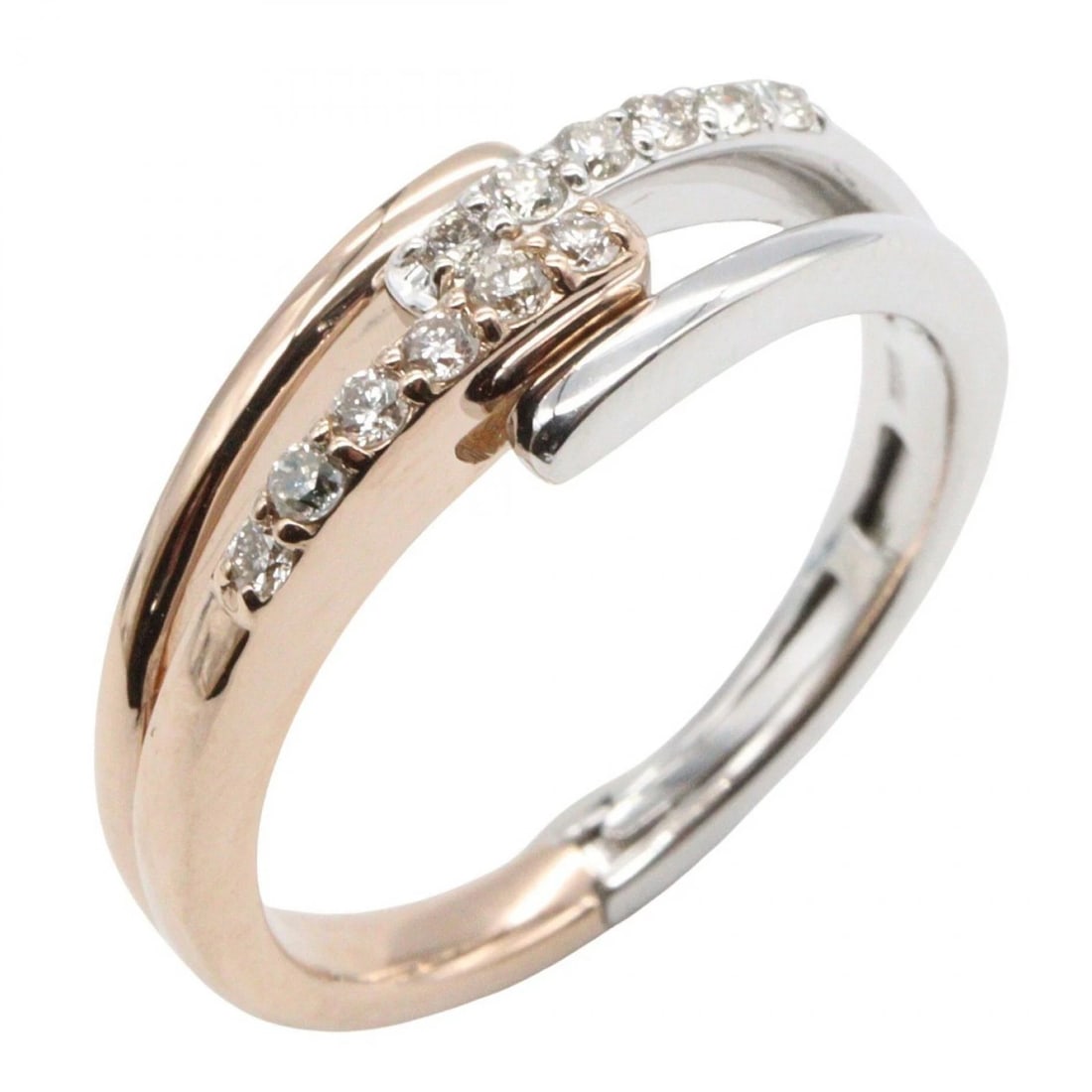 JEWELRY DIAMOND RING 18KWG 18KPG: JEWELRY Diamond Ring 18KWG 18KPG Brand: JEWELRY Type: Ring Material: K18WG × K18PG Color: Silver Size: 6.75 US Accessories: None Accessories Notice: When purchasing pre-owned goods, please