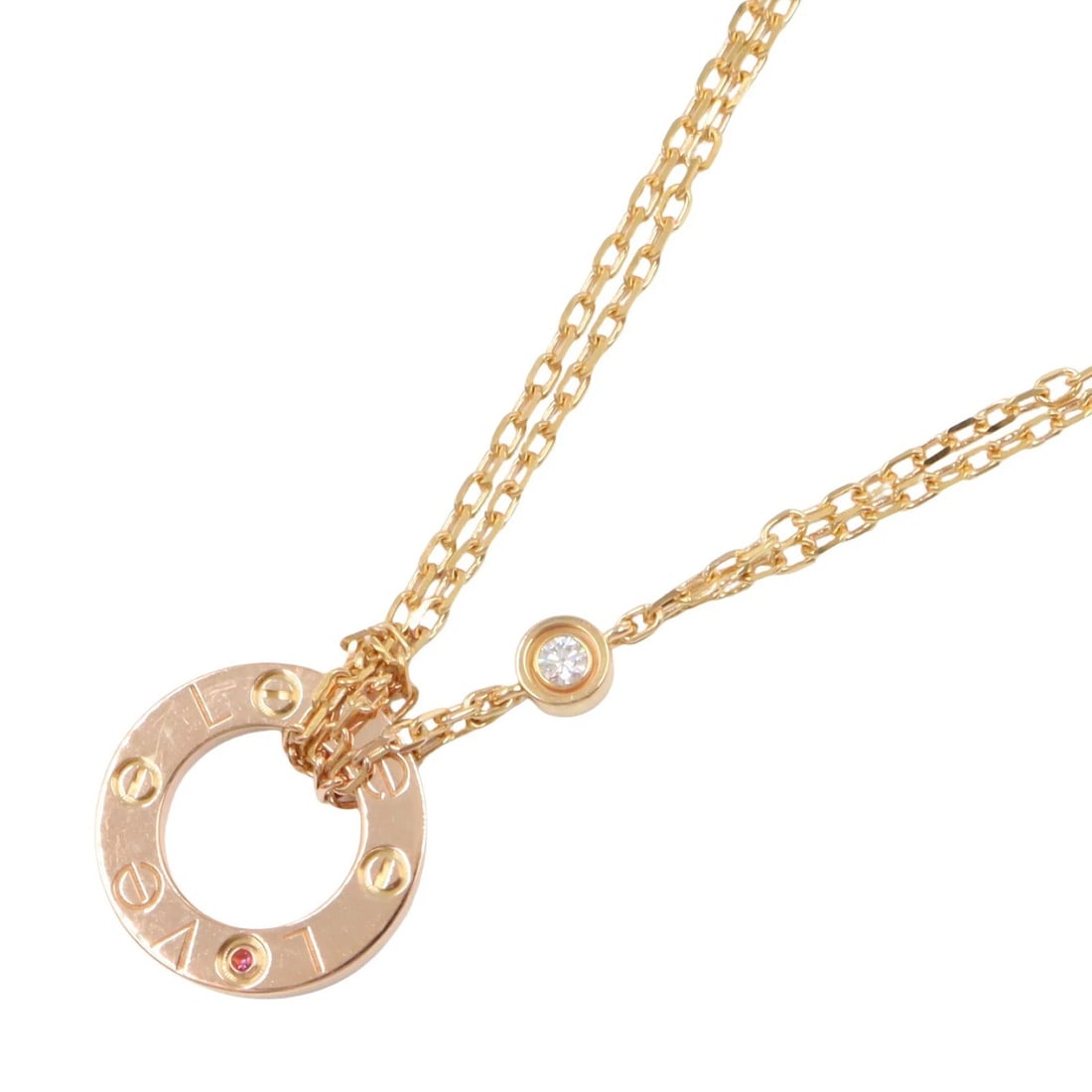 CARTIER LOVE CIRCLE NECKLACE DIAMOND PINK SAPPHIRE: CARTIER Love Circle Necklace Diamond Pink Sapphire Brand: CARTIER Type: Necklace Material: K18PG?Rose Gold? Main Stone/Creation Natural Color: Clear Size: Neck rotation?38/41cm(15.0") Motif W?13mm