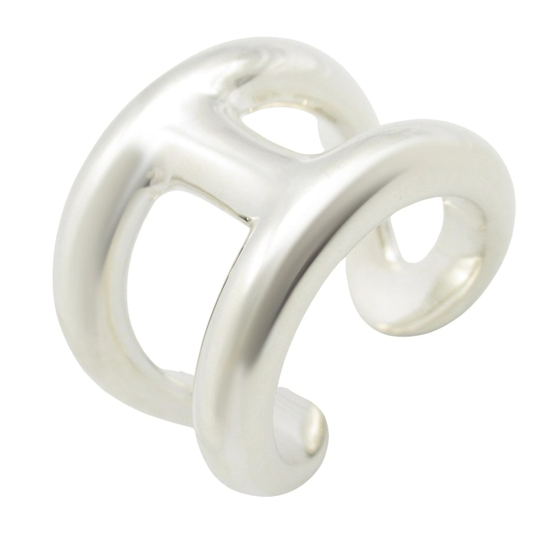 HERMES OSMOSE LARGE RING SILVER925: HERMES Osmose Large Ring Silver925 Brand: HERMES Type: Ring Material: Silver925 Color: Silver Size: 5.75 US Accessories: None Accessories Notice: When purchasing pre-owned goods, please re