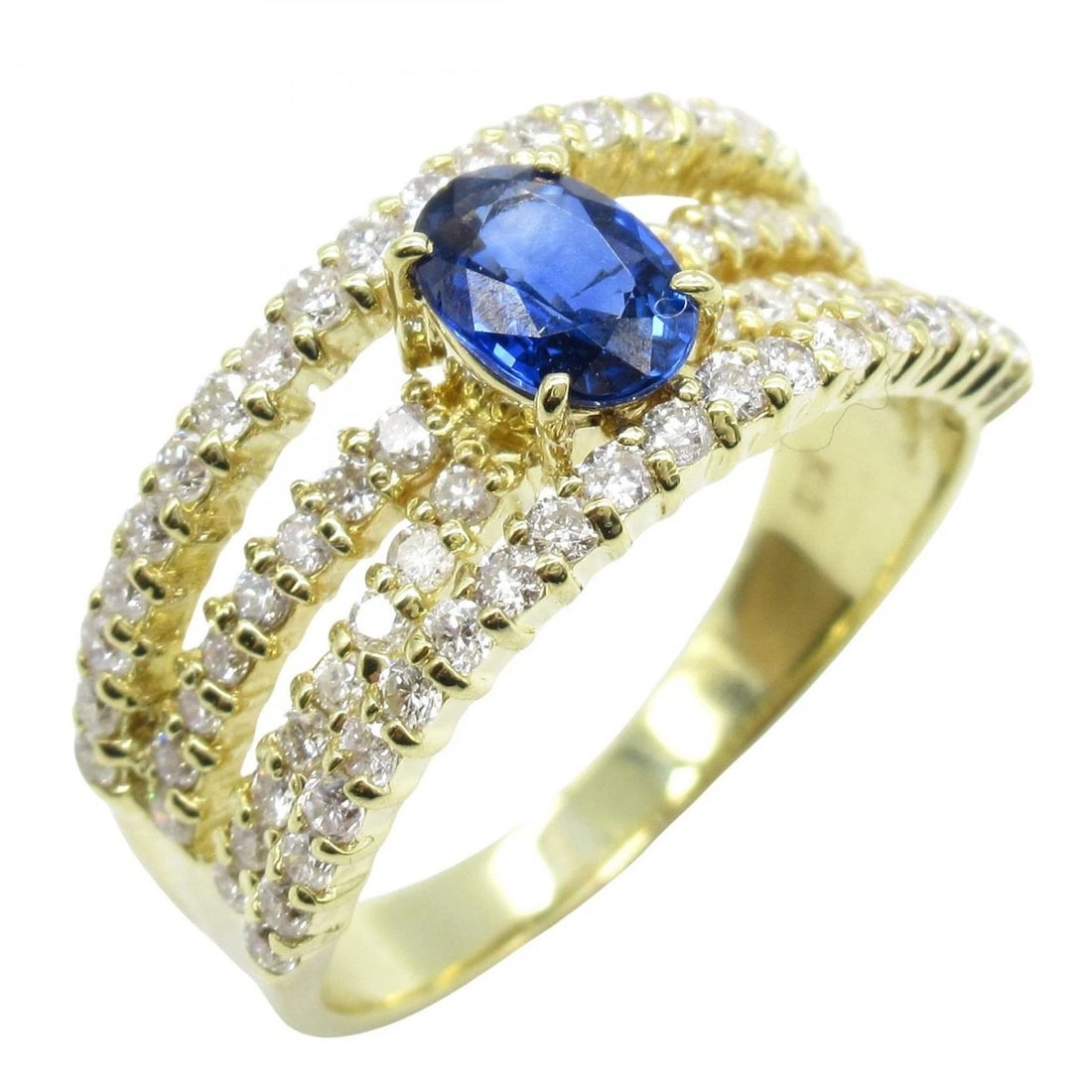 JEWELRY SAPPHIRE DIAMOND RING 18K YELLOW GOLD (1 of 3)