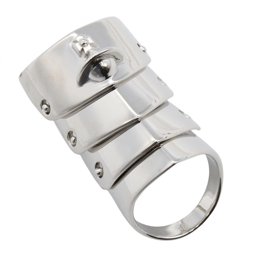VIVIENNE WESTWOOD ARMOR RING SILVER925: Vivienne Westwood Armor Ring Silver925 Brand: Vivienne Westwood Type: Ring Material: Silver925 Color: Silver Size: 8.75 US Accessories: None Accessories Notice: When purchasing pre-owned g