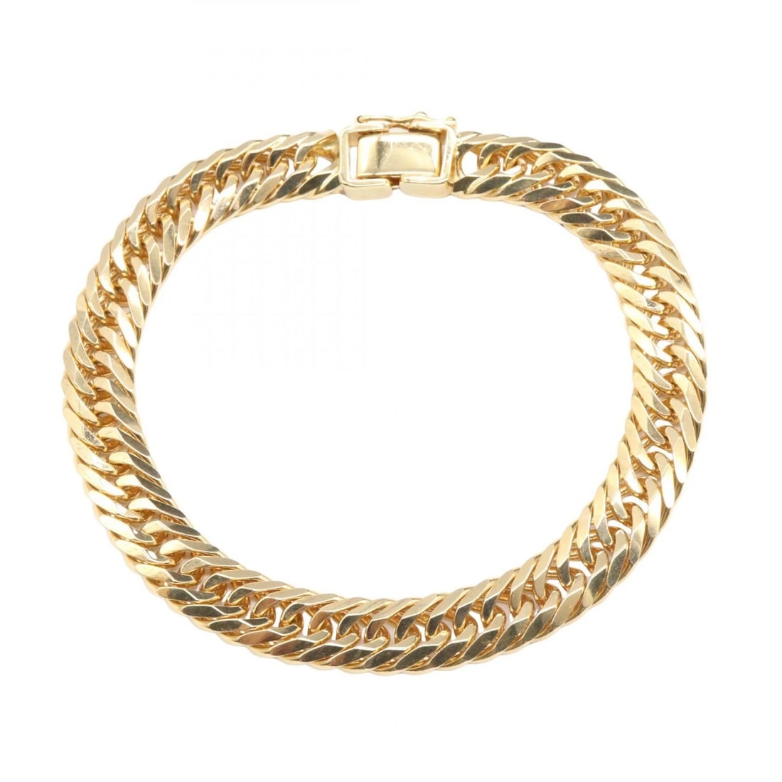 JEWELRY TRIPLE 6 SIDE CURB LINK CHAIN BRACELET 18KYG YELLOW GOLD (1 of 4)