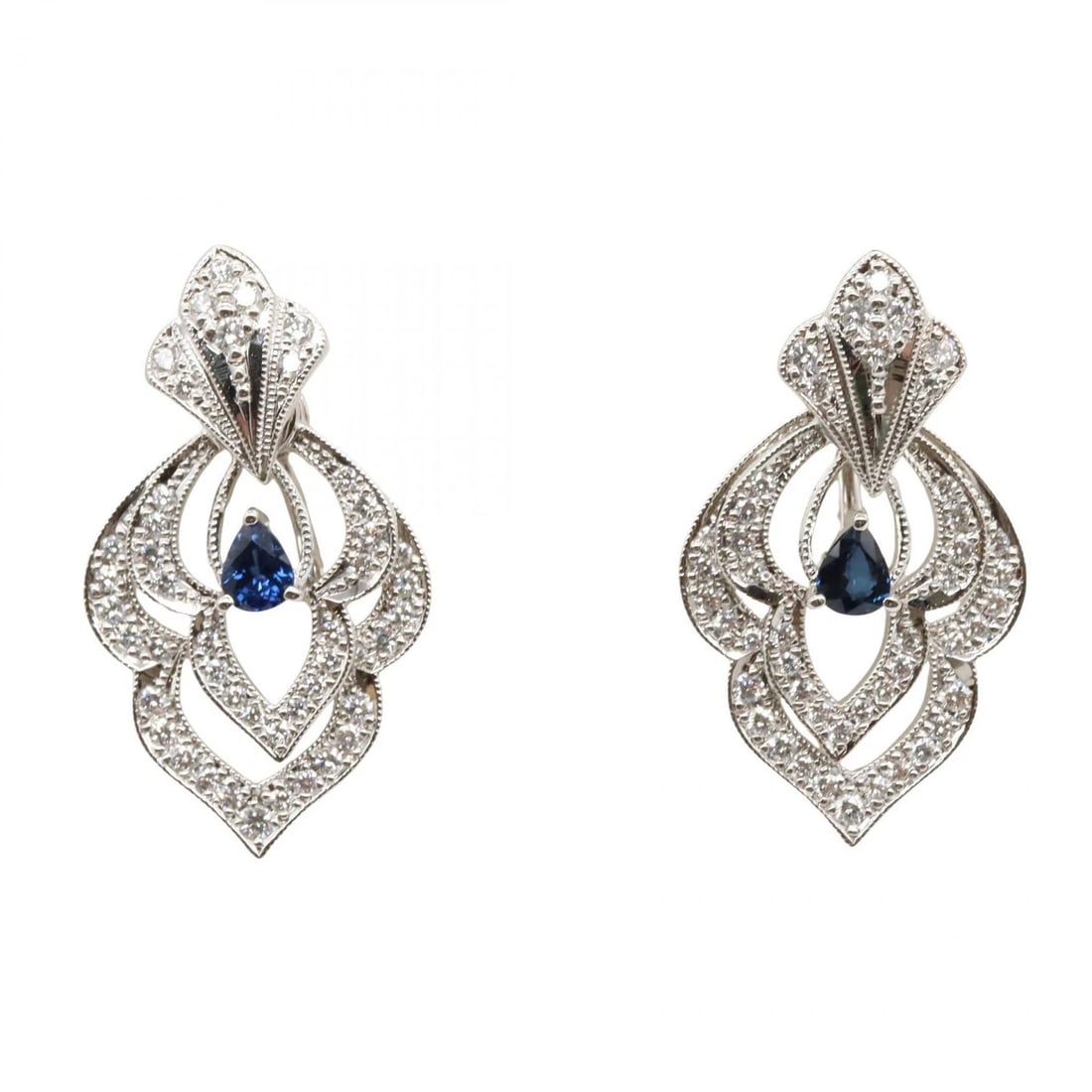 HCO SAPPHIRE DIAMOND EARRINGS 18KWG (1 of 3)