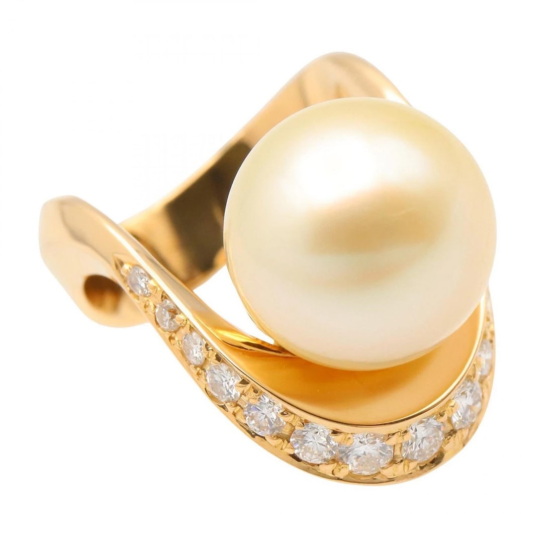JEWELRY PEARL DIAMOND RING 18K YELLOW GOLD (1 of 4)